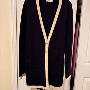 Tory Burch Black and Cream Cardigan